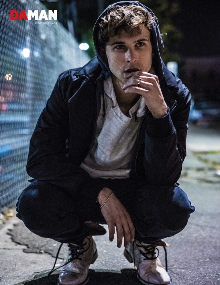 Outfit by Guess, boots by John Varvatos