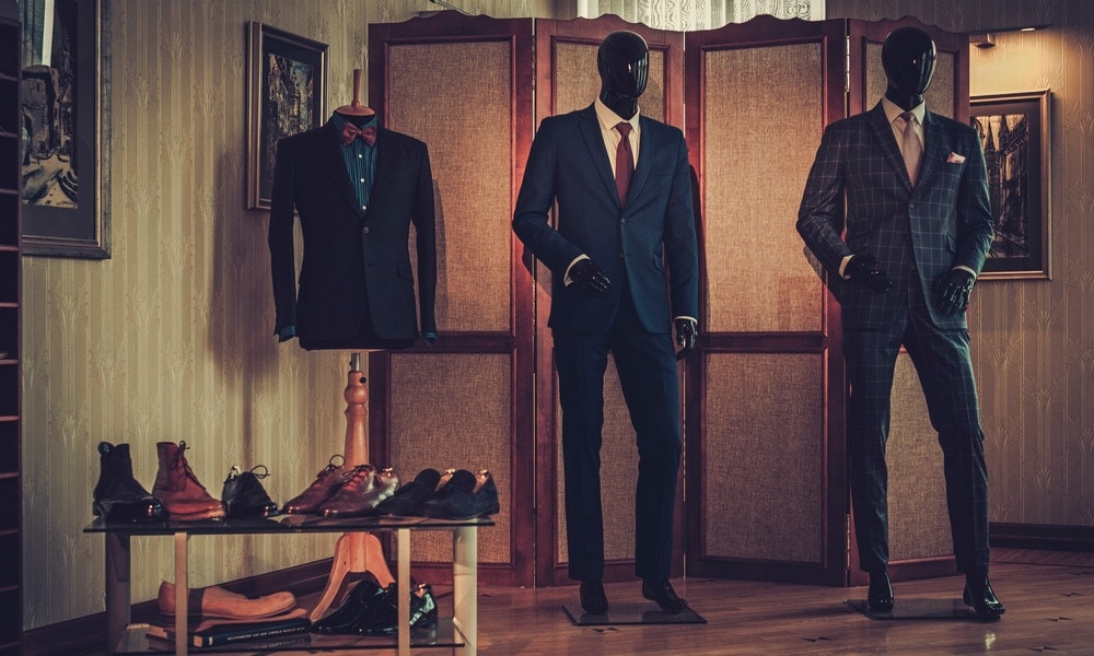 Custom made shoes and suits in tailor studio